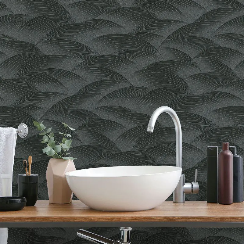 Fashion for Walls 4 sparkling sea design hullám mintás fekete tapéta - Image 3