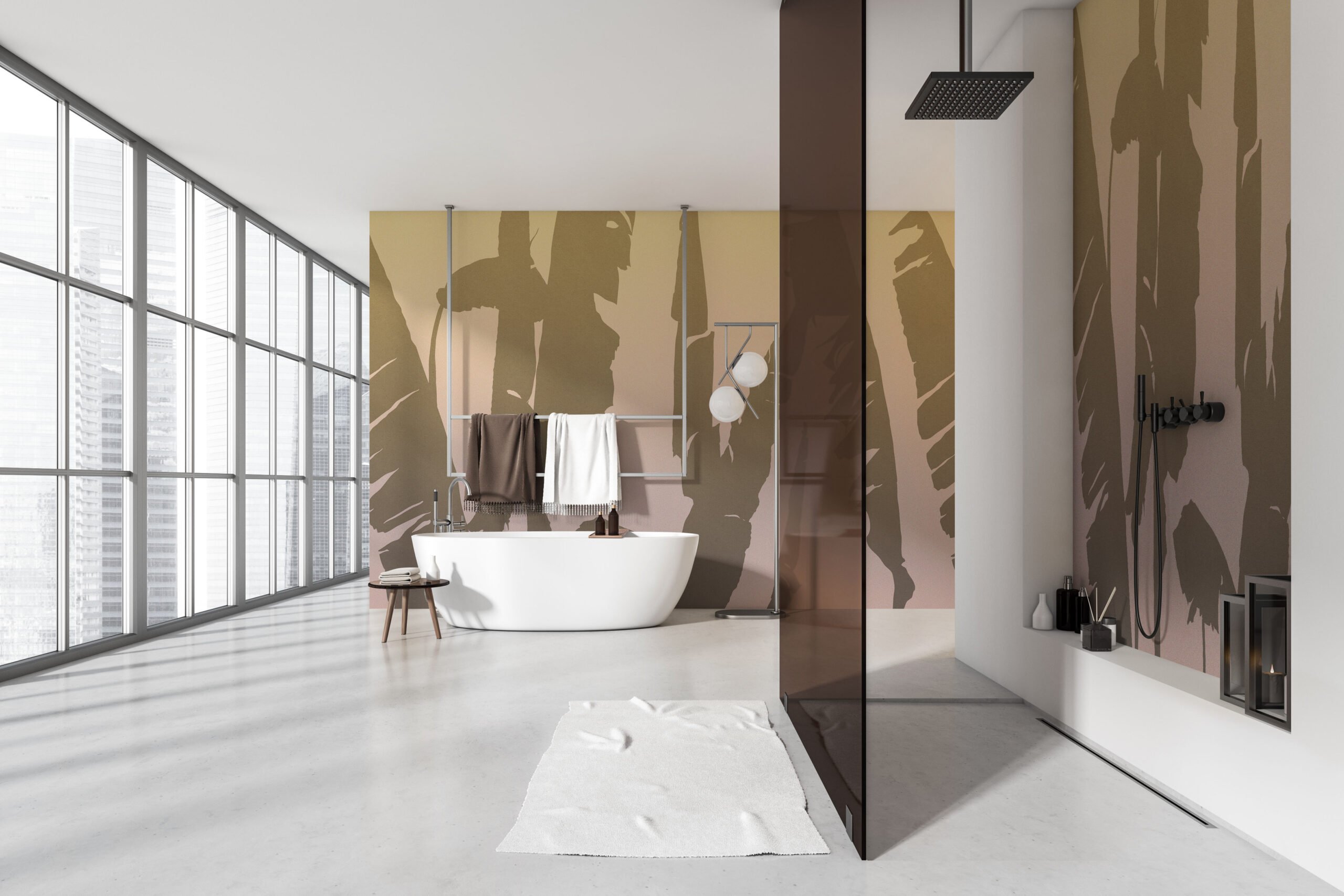 Banan level mintas fototapeta FLX7 018 szobabelso3 scaled - Banán levél mintás fotótapéta - Banán levél mintás fotótapéta