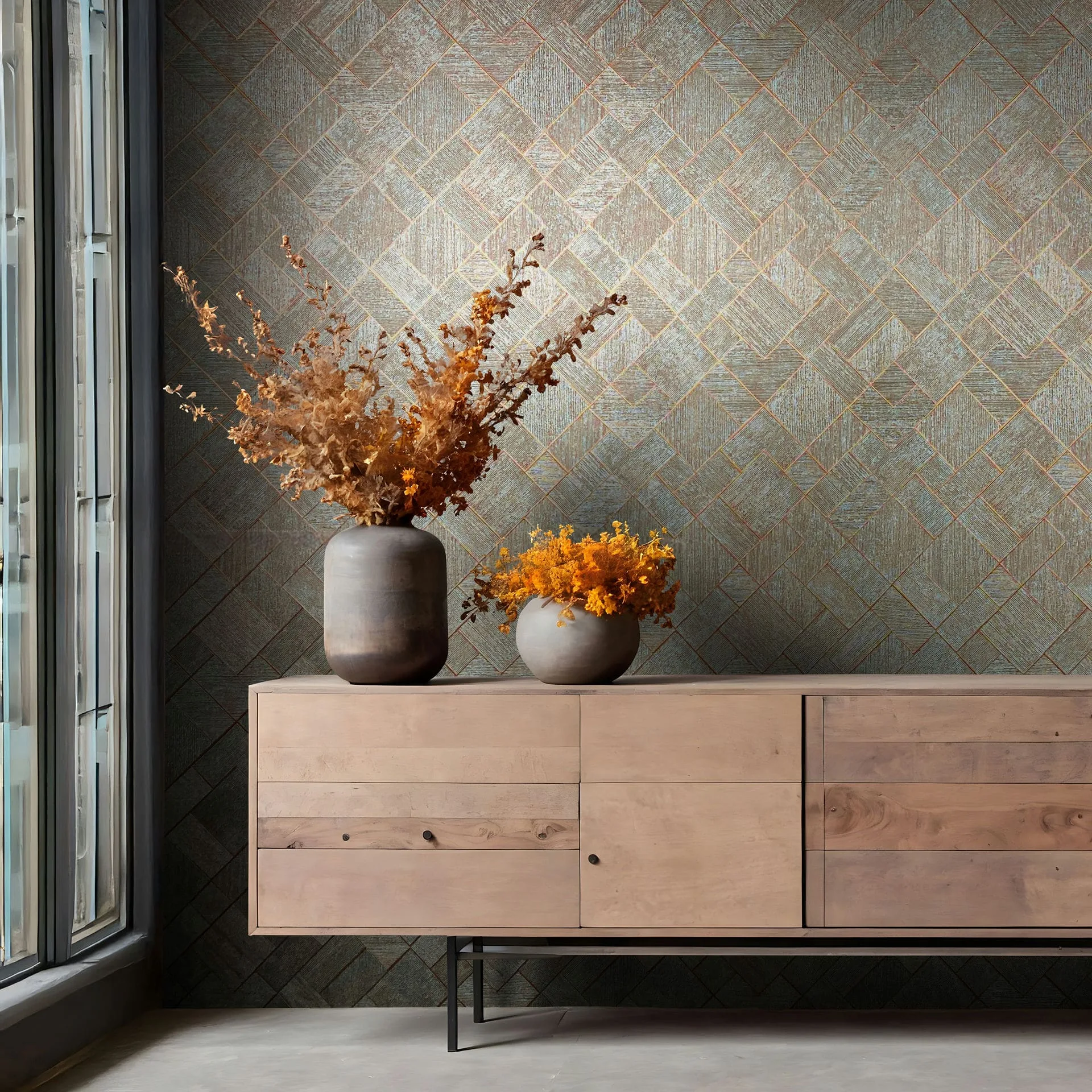 Ritus kekesbarnabronz geometriai mintas tapeta 35512 - kékesbarna - Ritus kékesbarna,bronz geometriai mintás tapéta 35512