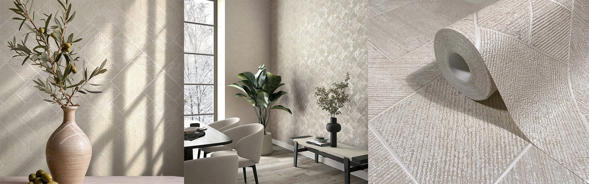 Ritus fényes bézs geometriai mintás tapéta 35509 desktop