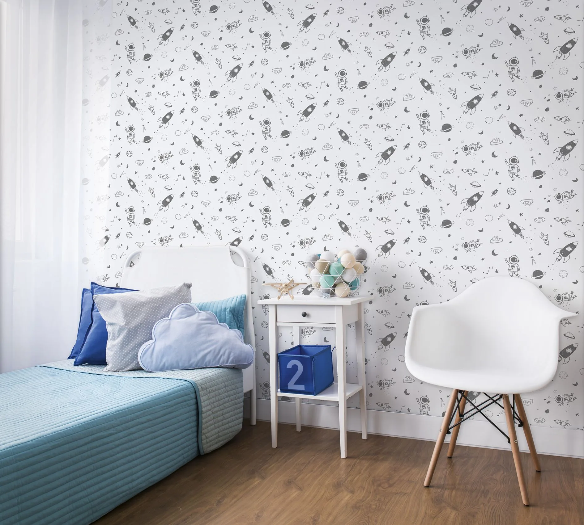 Kids Walls 45850 ifjusagi szurke urhajos gyerek tapeta szobabelso - űrhajós gyerek tapéta - Kids Walls 45850 szürke űrhajós gyerek tapéta