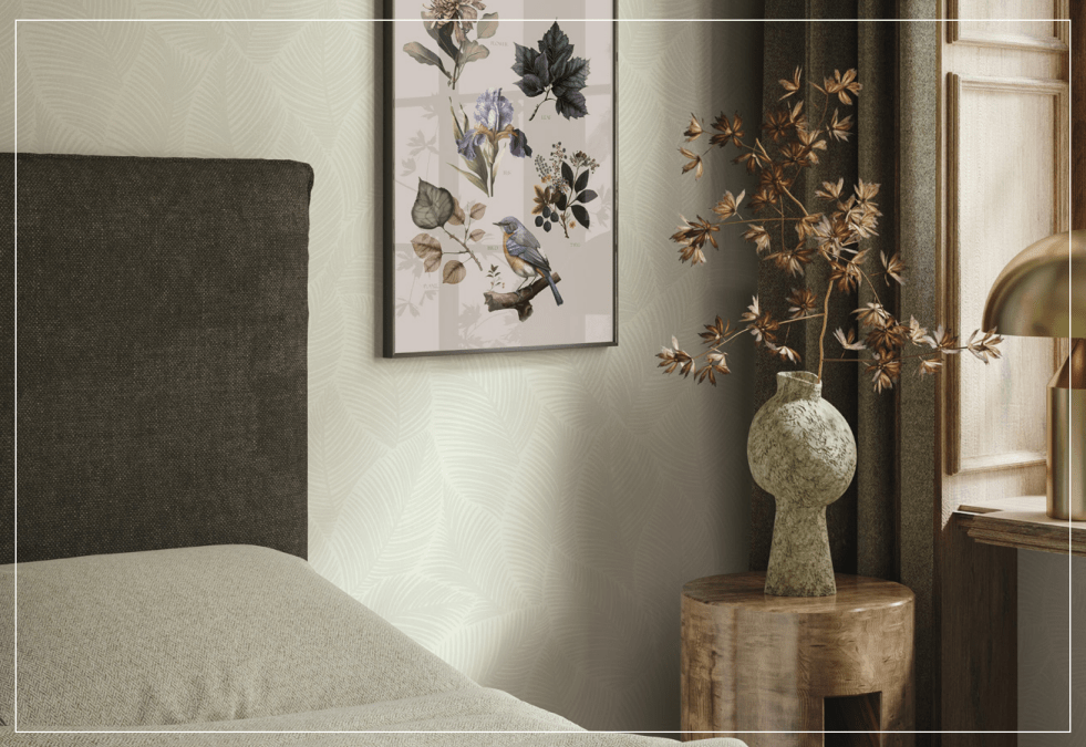 Bézs levél mintás modern tapéta 88975