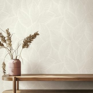 Bézs levél mintás modern tapéta 88975