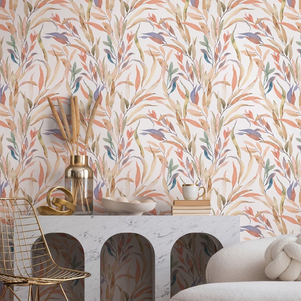 Level mintas design tapeta barna feher szinvilagban 88962 Marburg Fresh Up szobabelso2 - Levél mintás design tapéta - Levél mintás design tapéta barna, fehér színvilágban 88962