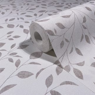 Szürkés leveles design tapéta 88948