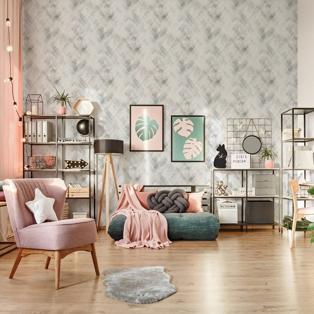 Tapeta scienna na flizelinie 88908 Marburg Fresh Up geometryczna pastelowa - Szürke geometrikus mintás tapéta - Szürke geometrikus mintás tapéta 88908