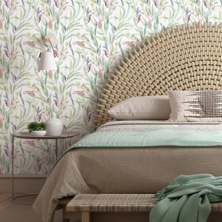 Levél mintás design tapéta zöldes barnás színvilágban 88961