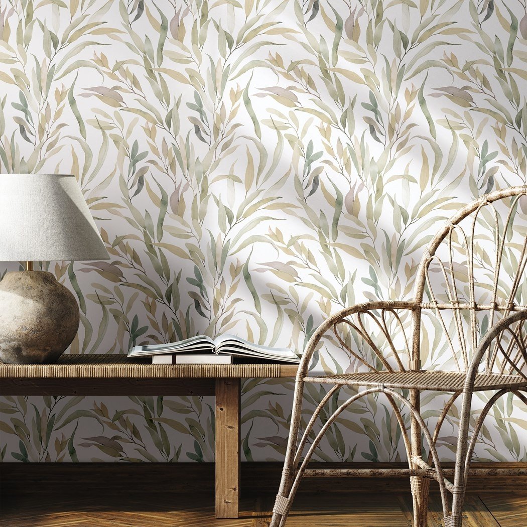 Tapeta scienna na flizelinie 88963 Marburg Fresh Up motyw lisci - Levél mintás design tapéta bézs - Levél mintás design tapéta bézs,szürke, fehér színvilágban 88963