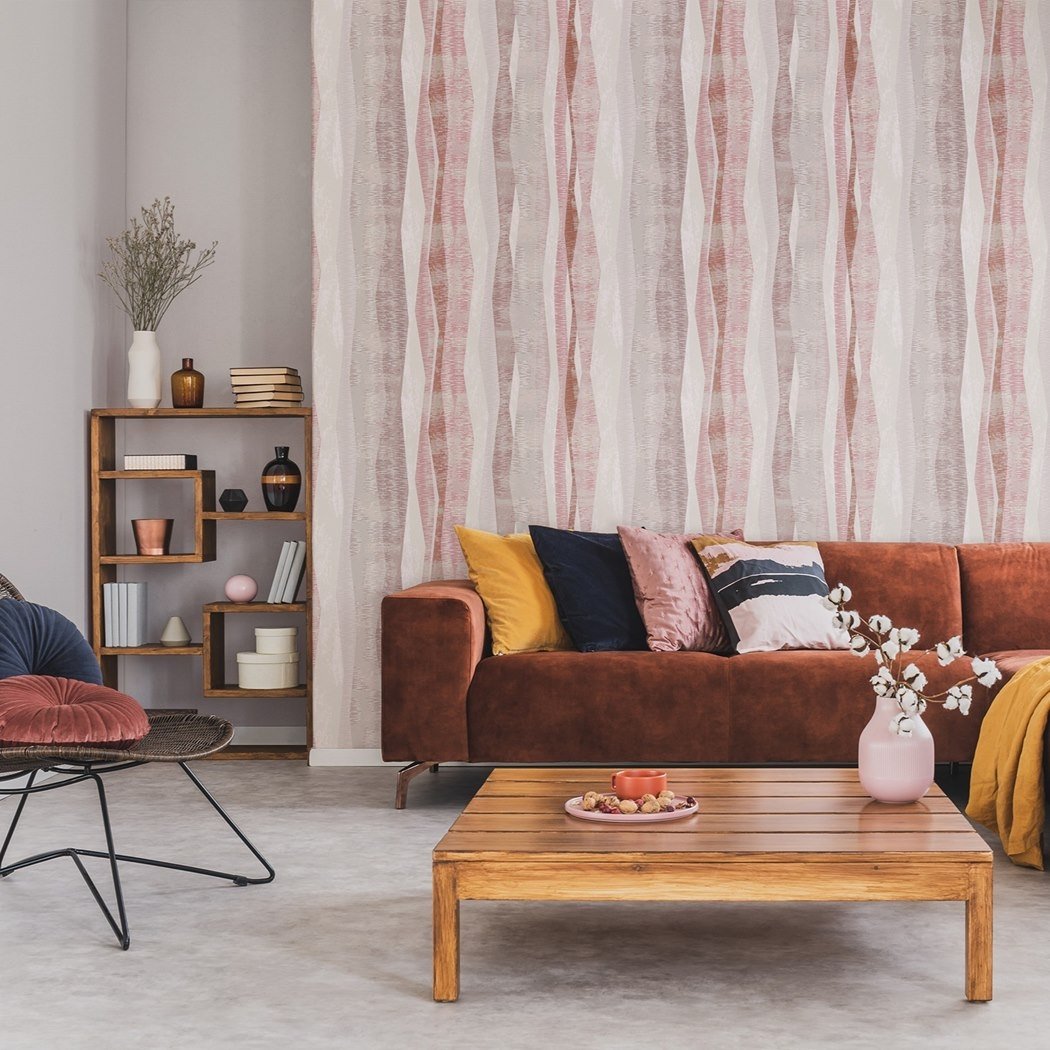 Vinyl tapéta bordó hullám mintával mosható 88987