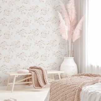 Virág mintás vlies tapéta terrakotta színben 88949