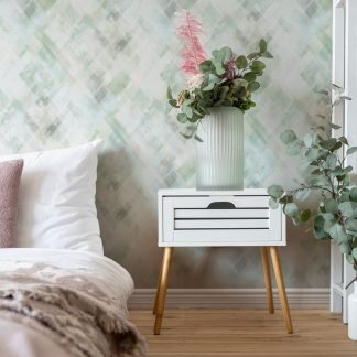 Zöld geometrikus mintás vinyl tapéta 88907