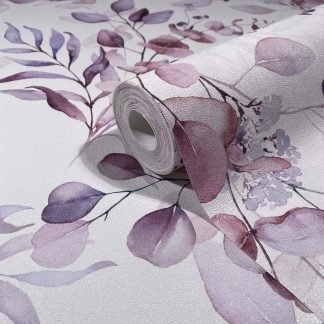 Lila levél mintás vinyl dekor tapéta 88972