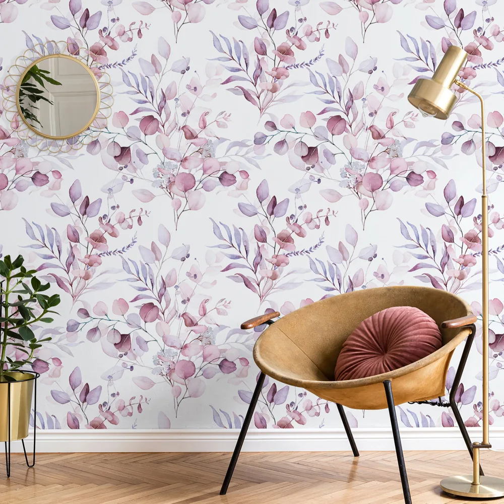 marburg fresh up foto v interere 11 1 - Lila levél mintás vinyl dekor tapéta - Lila levél mintás vinyl dekor tapéta 88972