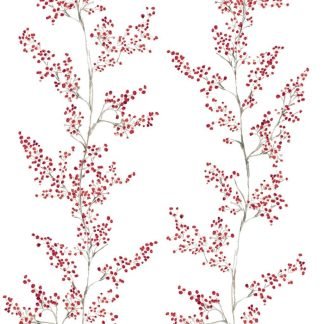 Piros virágmintás vinyl tapéta skandináv stílusban 88992