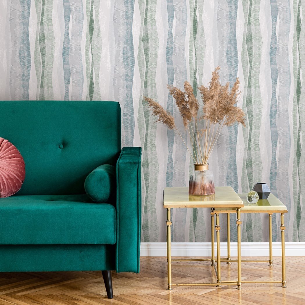 zold kek hullam mintas vinyl tapeta 88985 1 - kék hullám mintás vinyl tapéta 88985 - Zöld, kék hullám mintás vinyl tapéta 88985